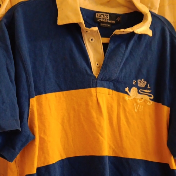 Polo Ralph Lauren Blue and Yellow Rugby Shirt - Picture 1 of 4